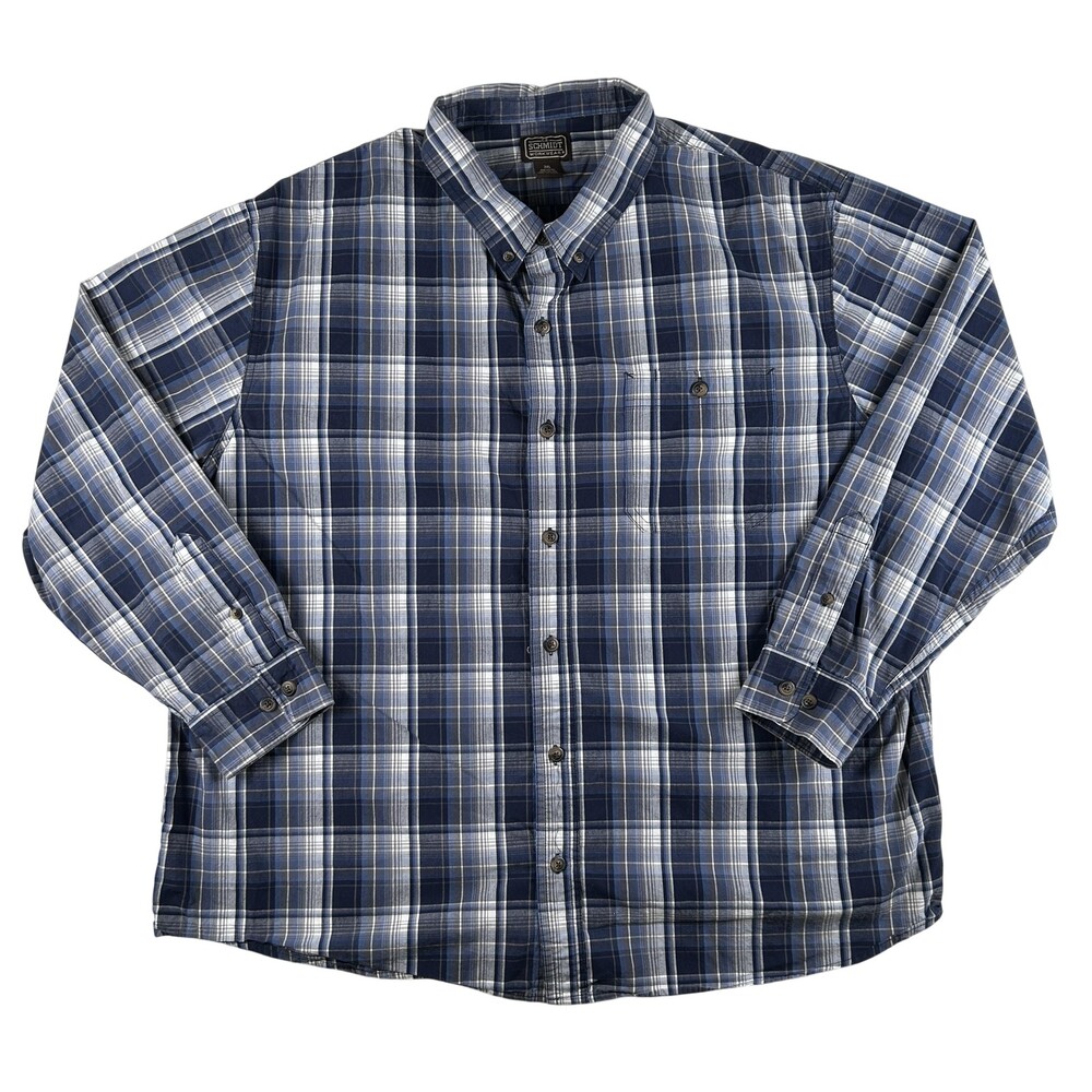 C.E. Schmidt Workwear Shirt Mens 3XL Blue Plaid Long Sleeve Button Up Workwear